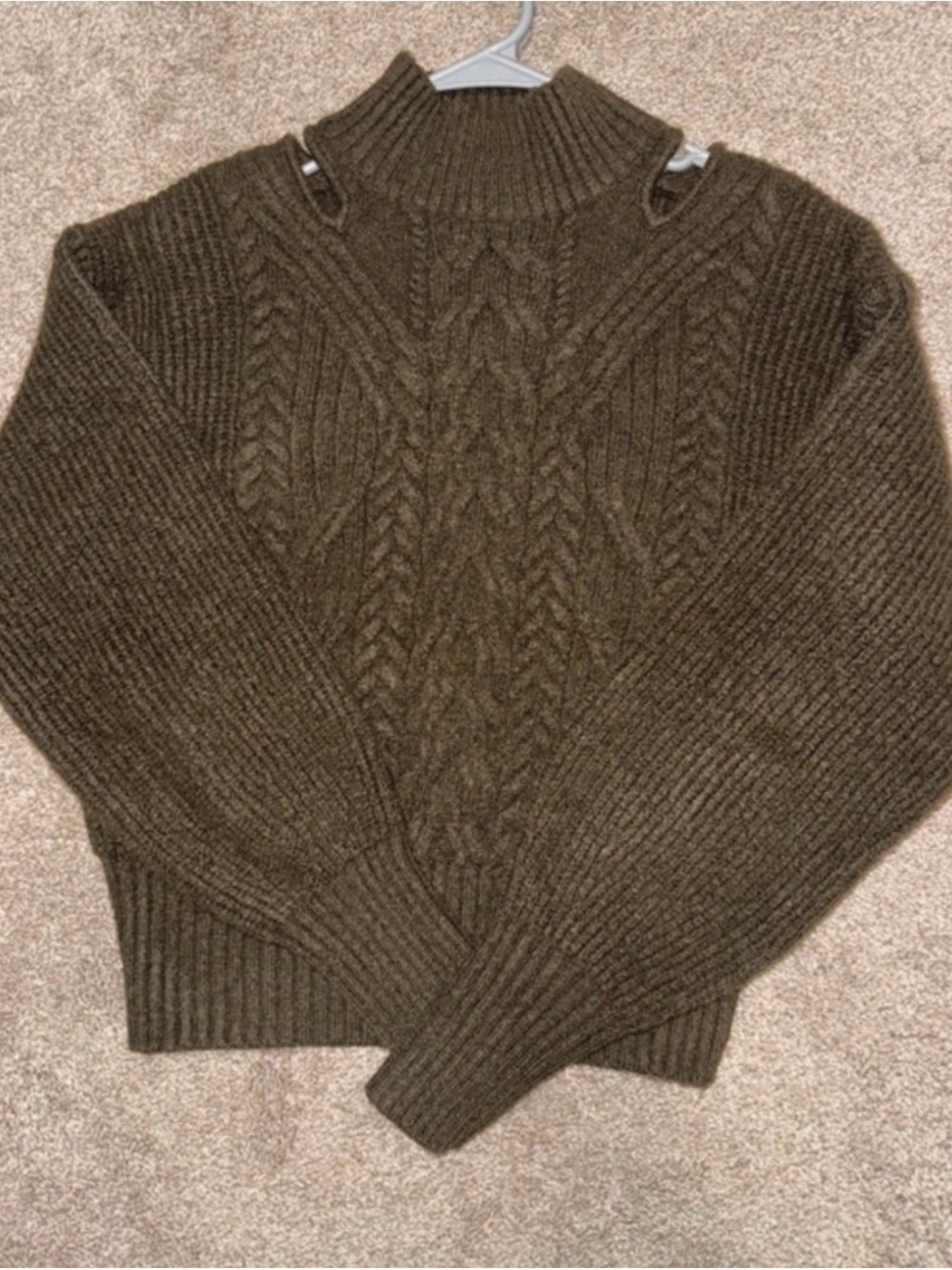 Express Olive Cable Turtleneck Sweater
